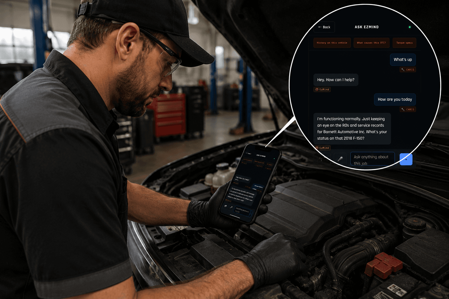 AskEzMind assisting the technician